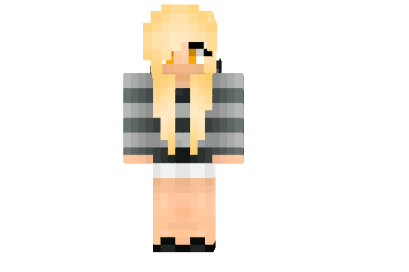  Cute Striped Hoodie Girl Skin